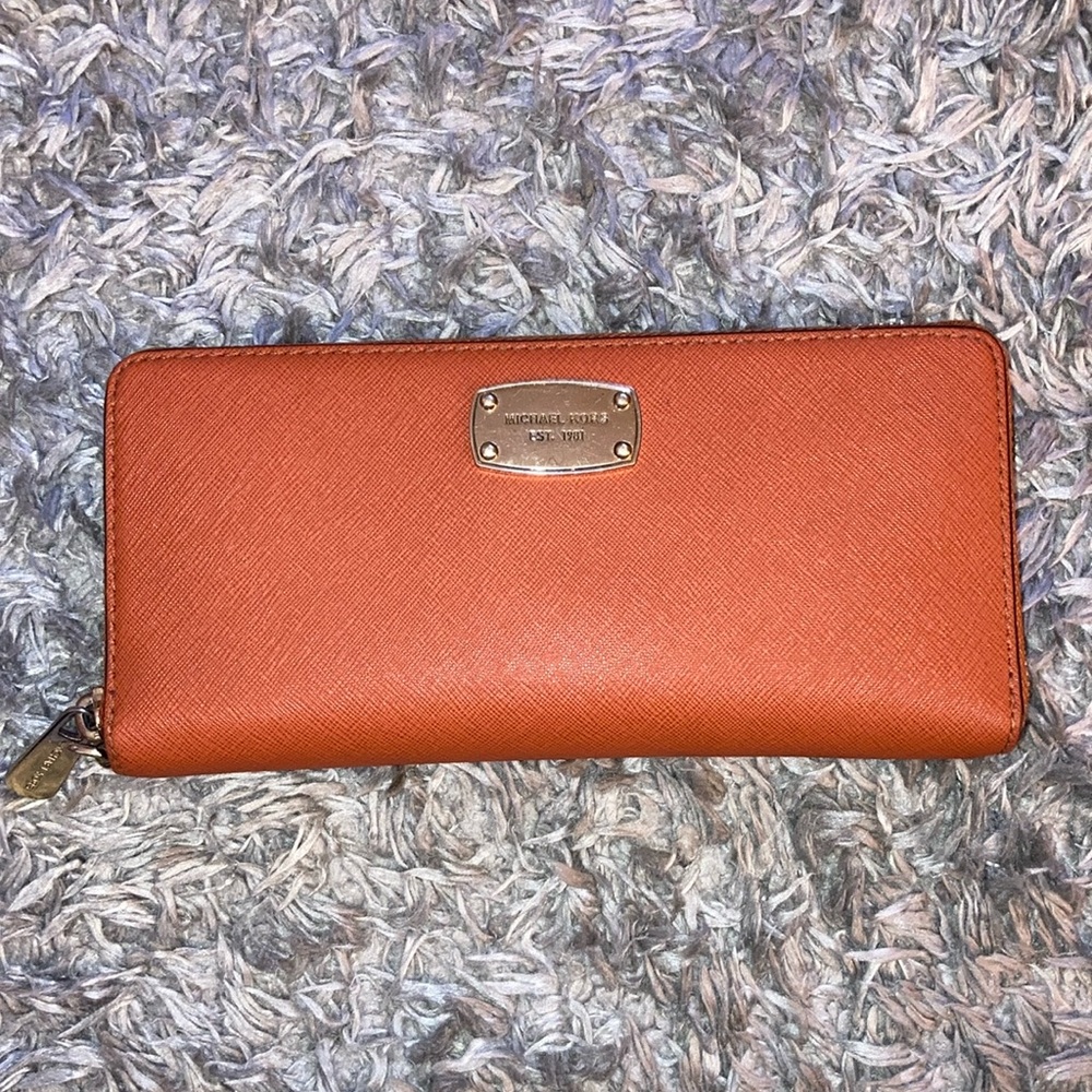 Orange rust Michael kors large wallet clutch wristlet